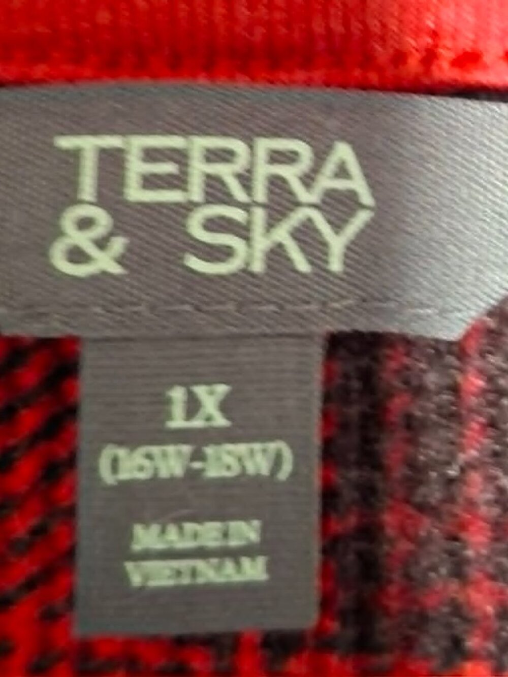 Red Checkered Long Sleeve Shirt by Terra & Sky No Call Outs - Picture 2 of 8